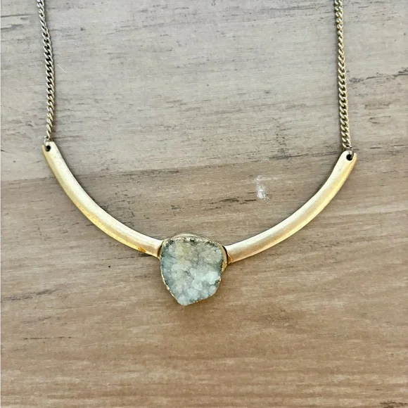 Gold and Blue Stone Pendant Boutique Necklace - Picture 2 of 4